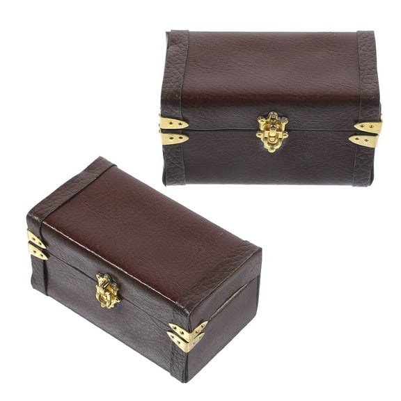 Hemobllo 2pcs Miniature Travel Suitcase Wooden Decoration Vintage Style Tiny Dollhouse Suitcase Accessories