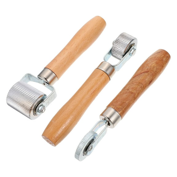 Hemobllo 3-Piece Tire Repair Rollers Set with Wooden Handles for Easy and Efficient Tire Patch Application