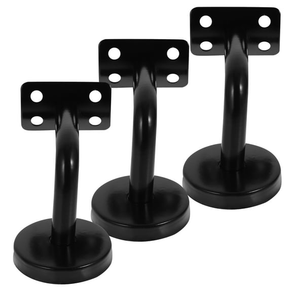 Hemobllo 3Pcs Black Handrail Wall Bracket Stainless Steel for Hotel Restaurant Gym