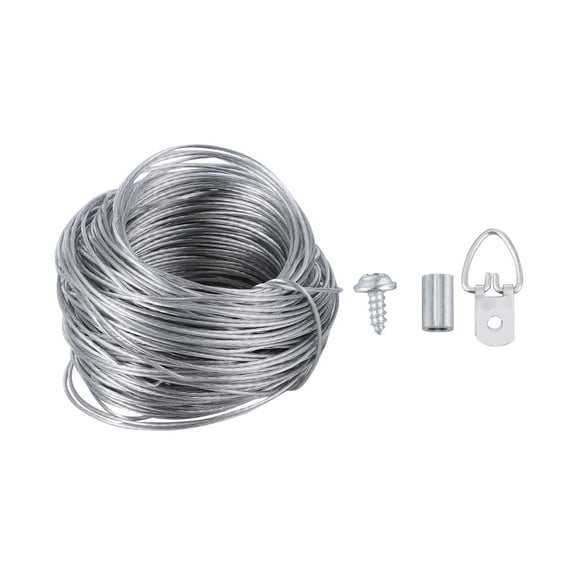 Hemobllo 20Sets Plated Silver Picture Hanging Wire Rope Kit with Steel Cable and Protective Jacket for Frame Hanging