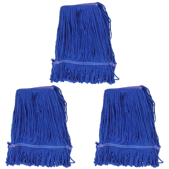 Hemobllo 3-Pack Cotton Replacement Mop with Universal Headband, Wet Mop Pads for Commercial and Household Cleaning Use