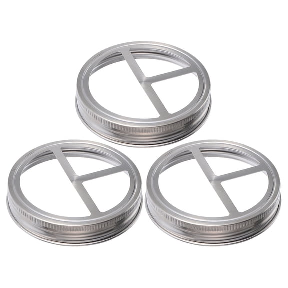 Hemobllo 3-Pack Stainless Steel Round Jar Lids with Toothbrush Holder Cup for Adults Bathroom Use