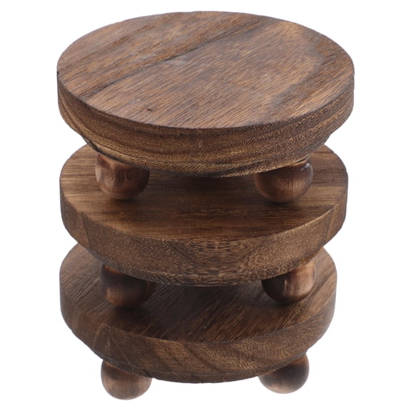 Hemobllo 3Pcs Brown Wood Display Stand with Vintage Style Pedestal for Kitchen Counter Decor