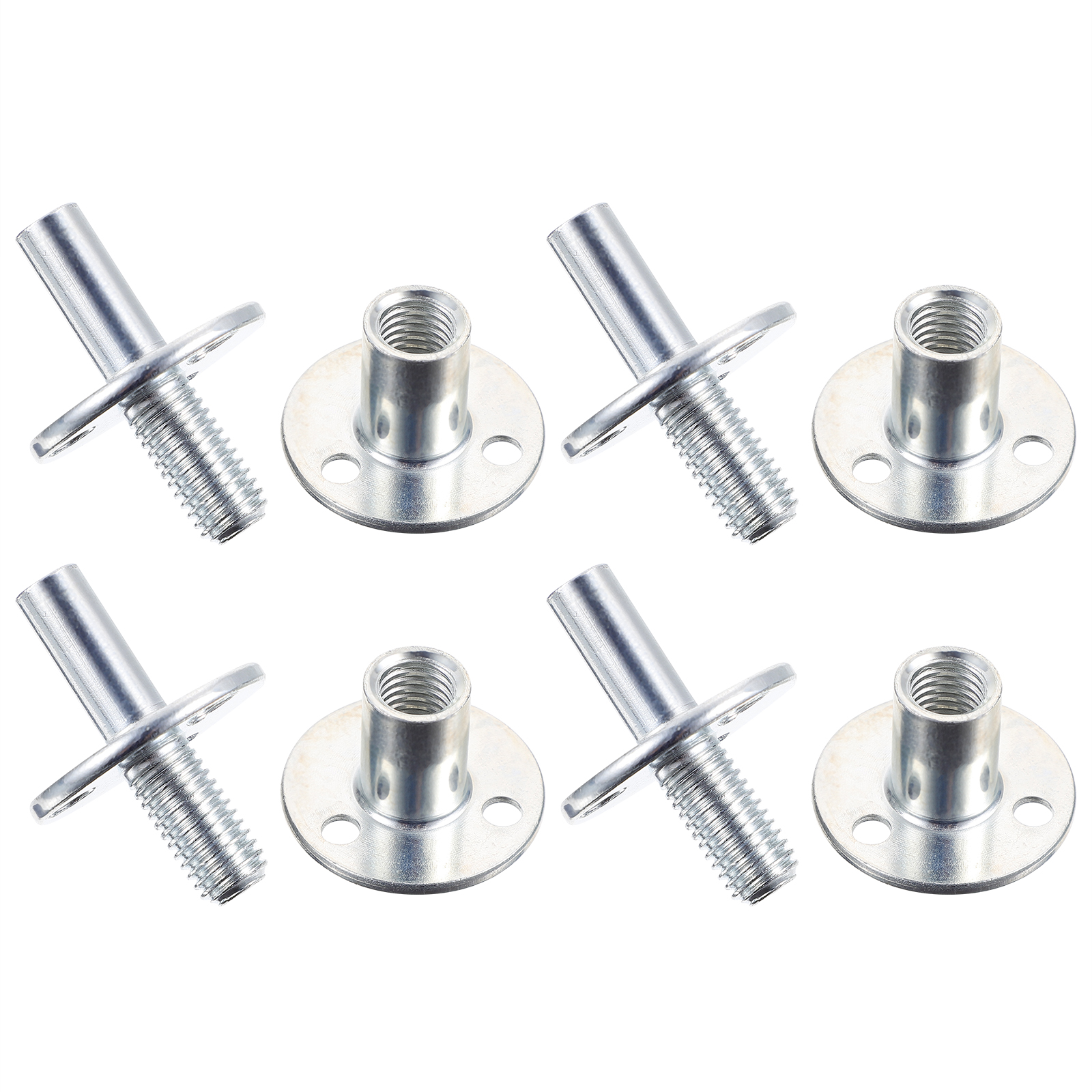 Bjsdkff4 4-Piece M12 Bed Post Connector – Screw-In T-Nut With 40mm Round Base, 50mm Height, For Heavy Duty Furniture Legs