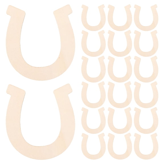Hemobllo 48pcs Unfinished Beige Wooden Horseshoes for Crafts, Wedding Decor, Projects and Rustic Home Decoration