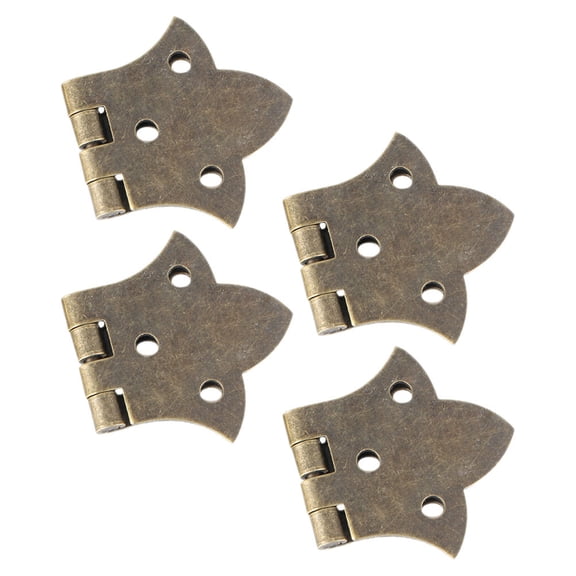 Hemobllo 4-Pack Small Brown Metal Hinges for Wooden Boxes, Cabinets, and Decorative Projects, Quiet and Hardware