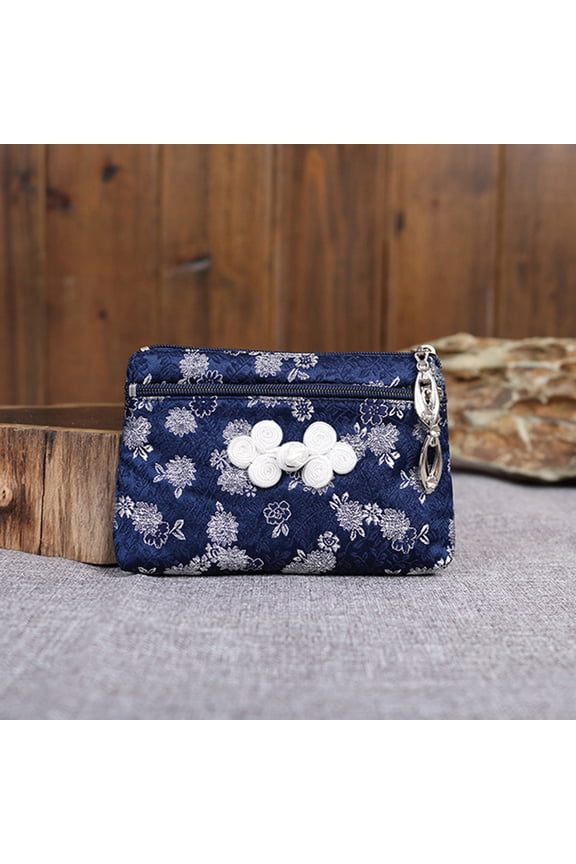 4-Pack Zippered Silk Brocade Change Purses Compact Storage Bags for Party, Travel, and Home Use