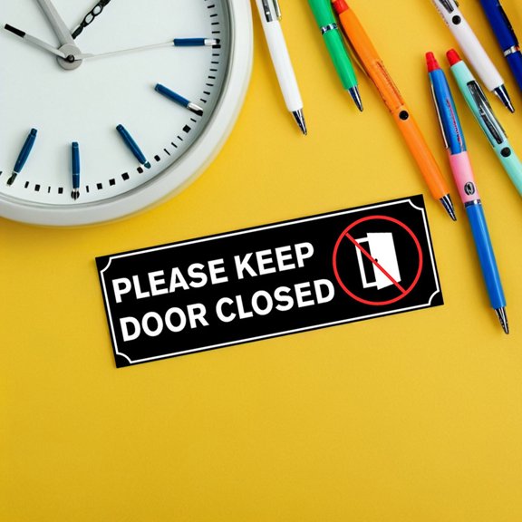 Hemobllo 4Pcs Door Closing Reminder Sticker Black PVC Weatherproof Sign for Meeting Rooms