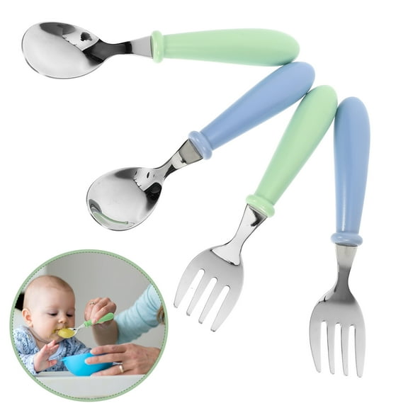 Hemobllo 4Pcs Kids Silverware Training Tableware for Baby Green ABS Mealtime