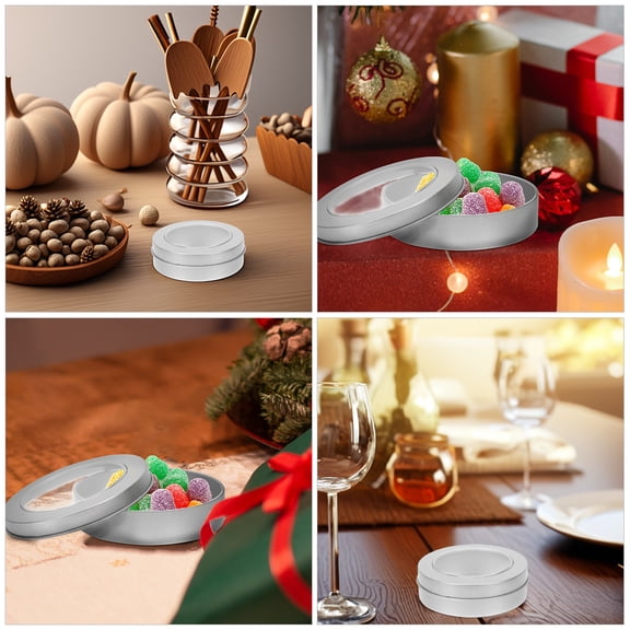 Hemobllo 4-Pack Round Metal Tin Storage Boxes with Lids, Ideal for Cookies, Office Supplies, Small Items, and More
