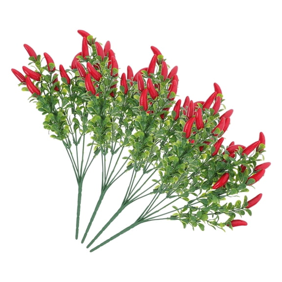 Hemobllo 4-Pack Faux Pepper Plant Bouquet, Assorted Decorative Artificial Vegetable Arrangements for Home, Office, Desk, Photography
