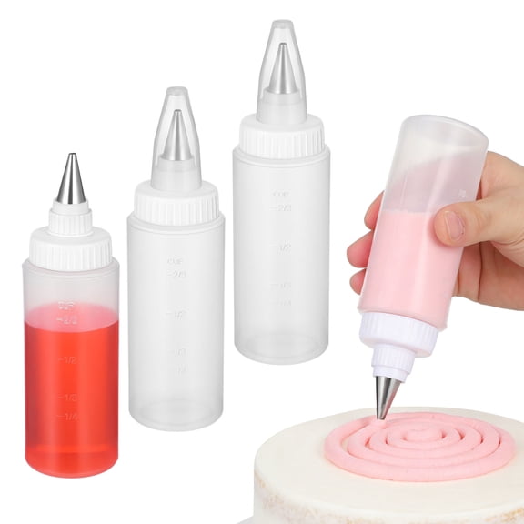 Hemobllo 4-Pack Squeeze Bottles for Cake Decorating, Icing and Baking Tools for Precise Frosting Application
