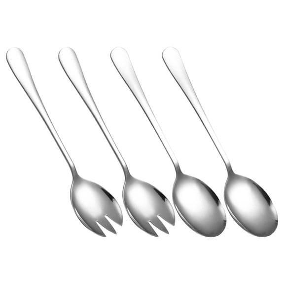 Hemobllo 4Pcs Stainless Steel Salad Servers Set For Family Gatherings Silver