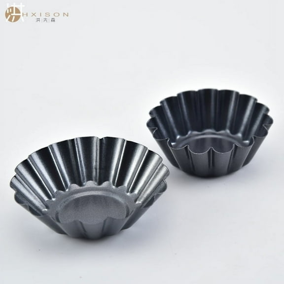 Hemobllo 4Pcs Nonstick Black Carbon Steel Baking Moulds for Egg Tart Cupcake and Cake Pastries