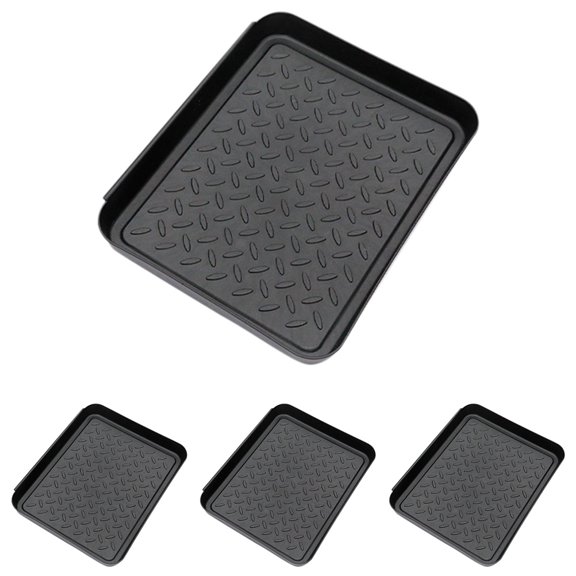 Hemobllo 4-Pack Black Plastic Boot Tray Shoe Storage Mats for Entryway and Indoor Use, Shoe Organizer