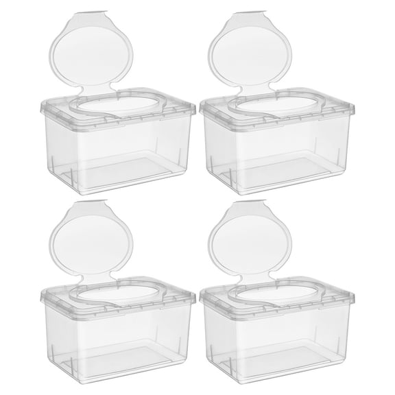 Hemobllo 4Pcs Reusable Wipes Container Transparent Plastic Dispenser for Travel and Home