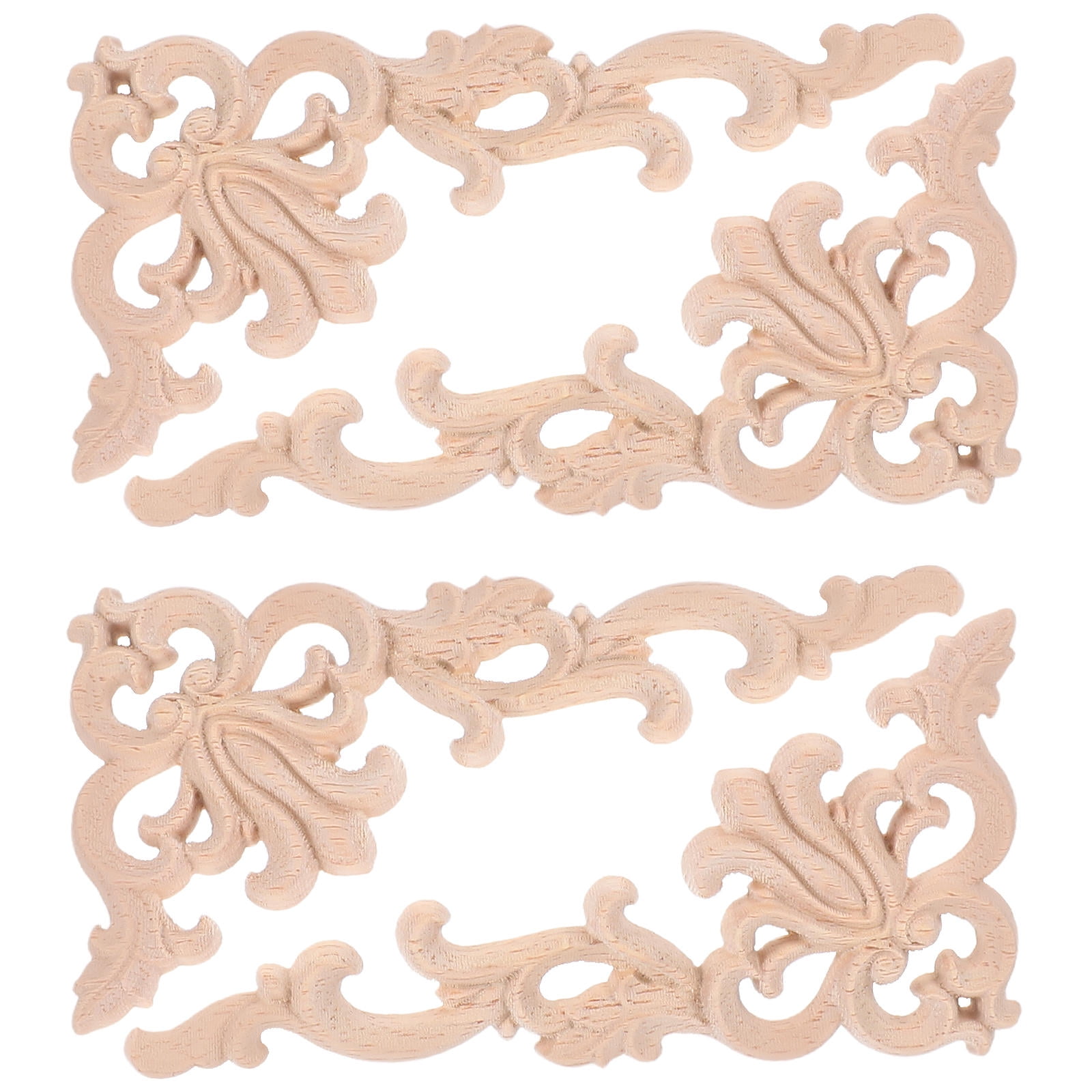 Gesneden ongeverfd Prachtige Lange Bloemen Bladeren Rubber Meubels Venster Hoek Hout Applique Onlay Hout Beeldjes 8cmX8cm2