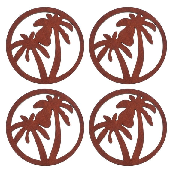 Hemobllo 4Pcs Wooden Tree Coasters Coffee Color Rustic Design Heat Resistant Non Slip Drink Pads
