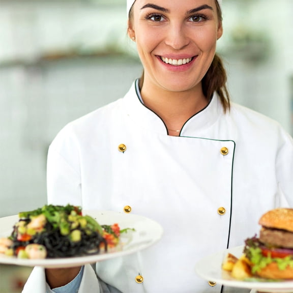 Hemobllo 50pcs Plastic Chef Suit Buttons Golden Round Ball Shape for Workwear Needs for Chefs