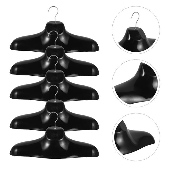 Hemobllo 5-Pack Black Wall-Mounted Shawl Rack with Large Hanging Capacity for Robes, Scarves, Coats, and Accessories