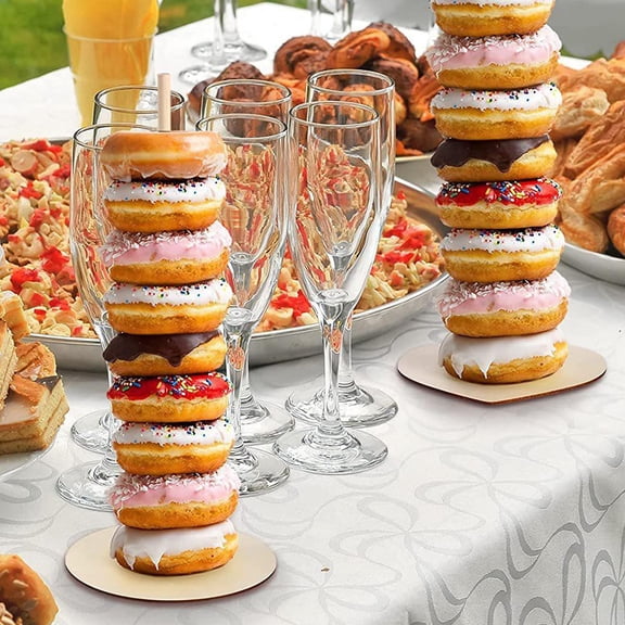 Hemobllo Beige Wooden Donut Holder with Detachable Design for Dessert Table Display and Party Presentation