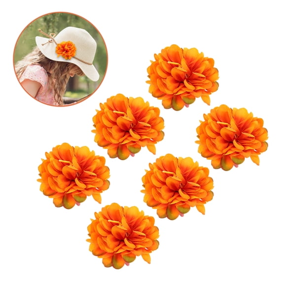 Hemobllo 6-Pack Orange Artificial Flower for Crafts Lightweight Faux Flowers Decorative Hat Accessories