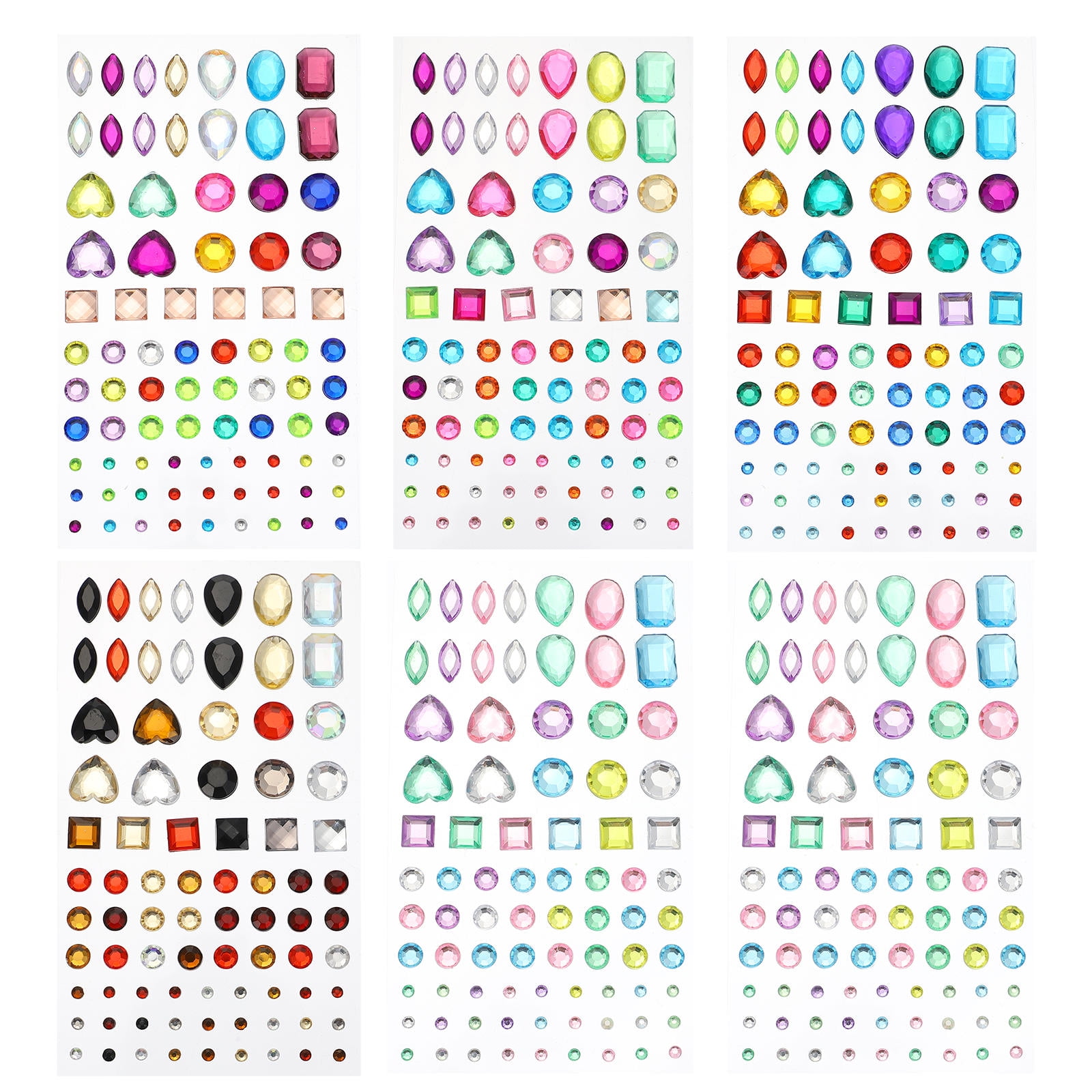 Hemobllo 6 Sheets Adhesive Rhinestone Sheets Handmade Crystal for ...