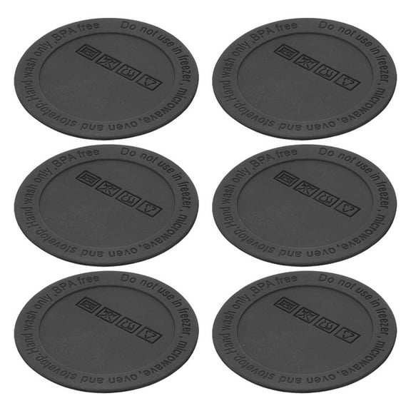 Hemobllo 6Pcs Self Adhesive Rubber Cup Coasters Black Non Slip Heat Resistant Insulated Pads for Home