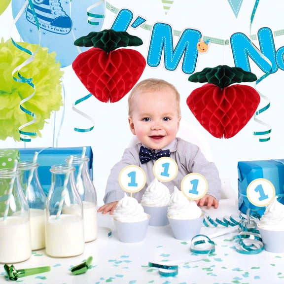 Hemobllo 6Pcs Strawberry Honeycomb Paper Lanterns Red Decorative Hanging Ornaments