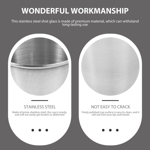 Hemobllo 6Pcs Stainless Steel Shot Cups Plated Silver Polished Metal Drinking Vessels for Home