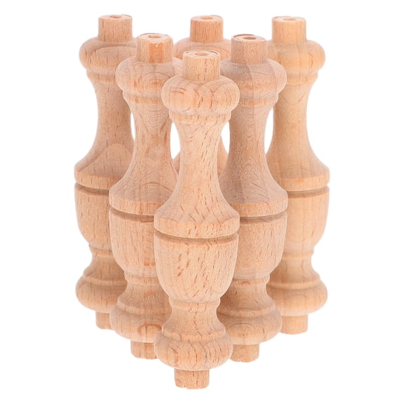 Hemobllo 6Pcs Decorative Wood Posts Wooden Roman Column Pillars Khaki for Furniture