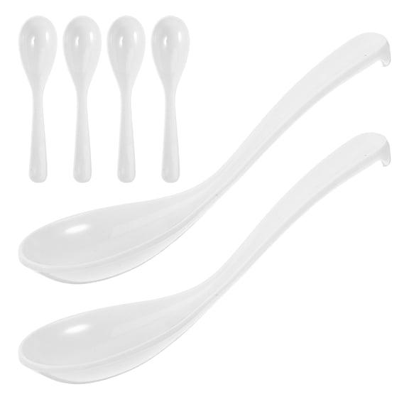 Hemobllo Set of 4 White Plastic Soup Spoons Ergonomic Design Comfortable Multi-Use Kitchen Utensils for Home Dining