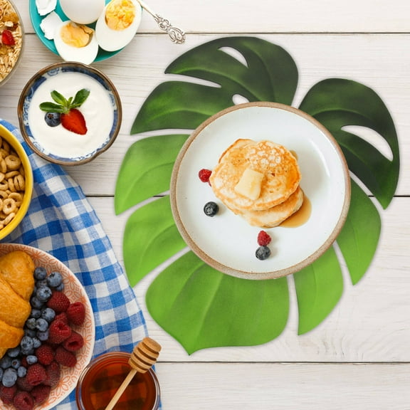 Hemobllo 6Pcs Leaf Shaped Insulation Table Mats Green Washable Party Placemats for Table Decor