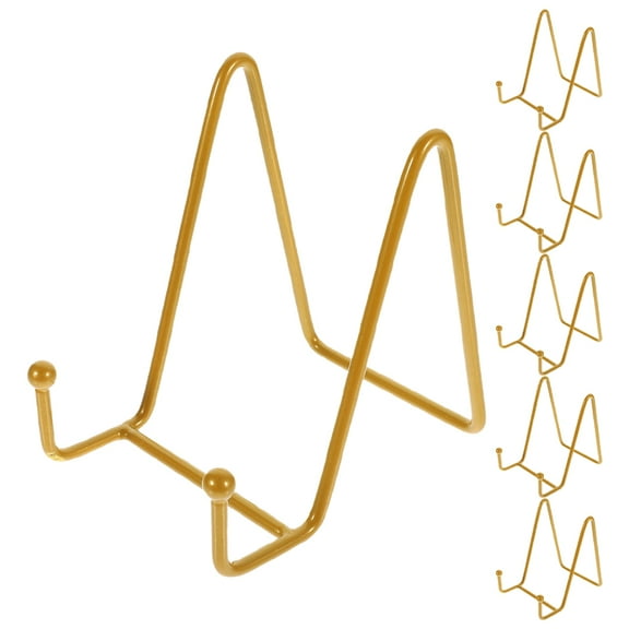 Hemobllo 6Pcs Golden Decorative Metal Easel Stands for Displaying Photos Books Plates