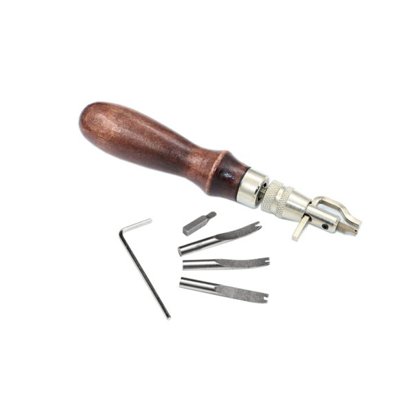 Hemobllo 7-Piece Leathercraft Tool Kit for Stitching, Grooving, Edge Beveling with Steel Blades, Professional Working Set