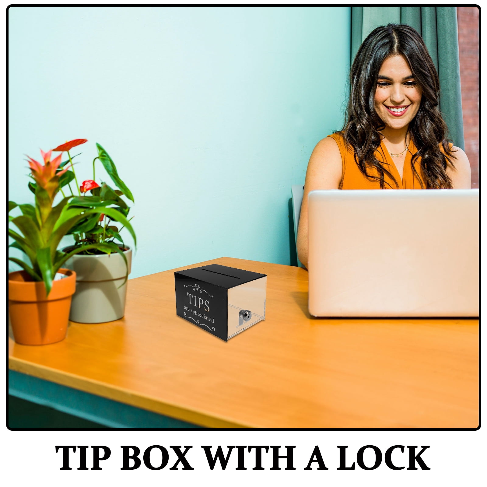 Hemobllo Secure Acrylic Tip and Donation Box with Lock for Bars and ...