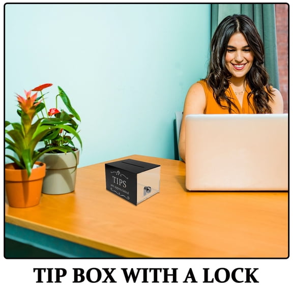 Hemobllo Secure Acrylic Tip and Donation Box with Lock for Bars and Restaurants