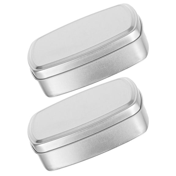 Hemobllo 2Pcs Aluminum Soap Storage Boxes Metal Case with Lid Plated Silver Finish
