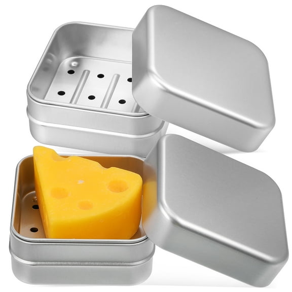 Hemobllo 2Pcs Travel Soap Case Aluminum Bar Soap Holder with Covered Design Silver