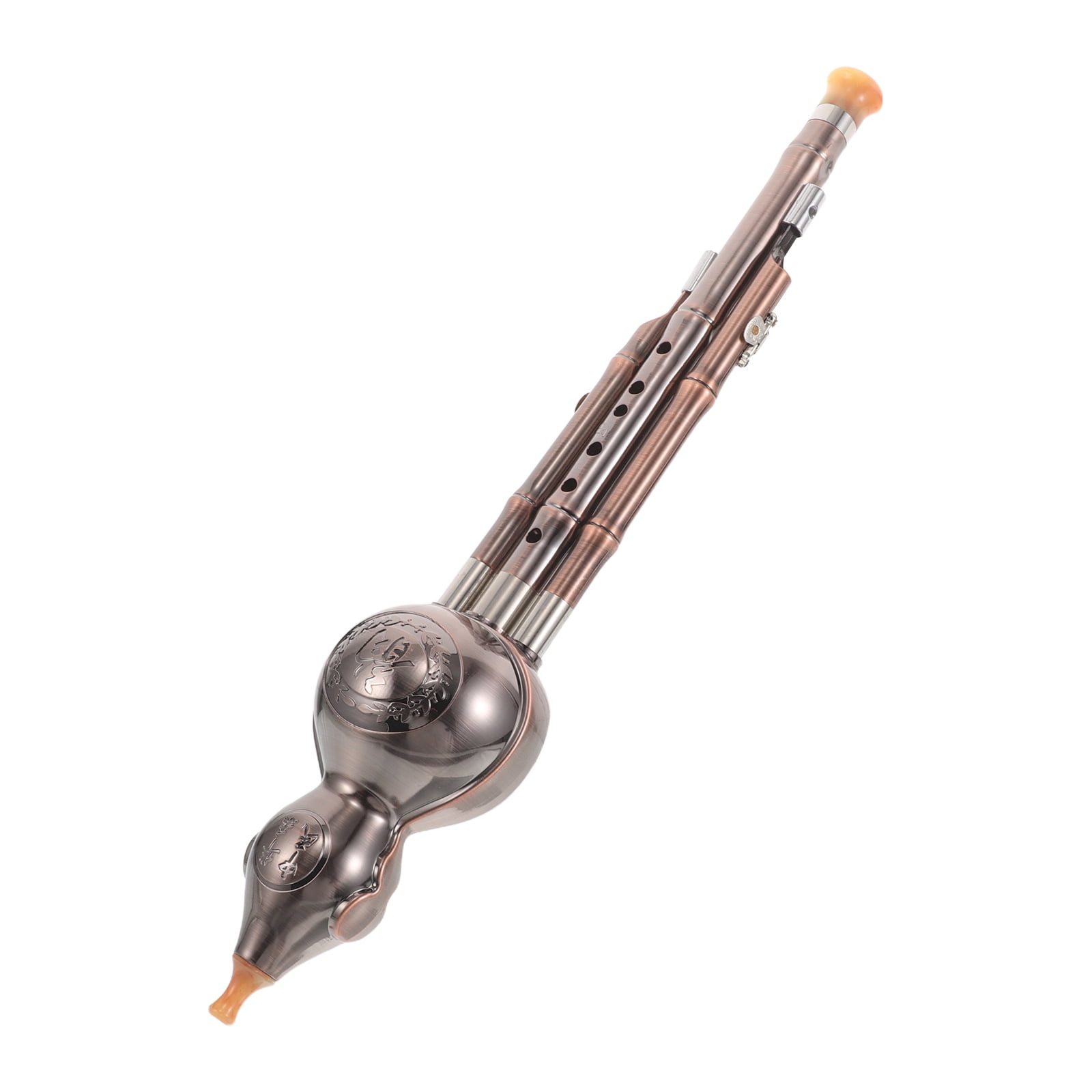 Hemobllo B Key Chinese Hulusi Flute Copper Plated Gourd Wind Instrument for Student Performance