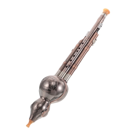 Hemobllo Portable Chinese Hulusi Flute Instrument with Copper Plated Gourd for Beginner Players