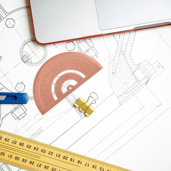 Hemobllo Brown Copper Math Protractor Metal Measuring Tool for Accurate Angle Drawing and Home Use