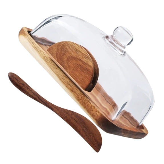 Hemobllo French Style Wooden Butter Dish with Lid for Coffee Table - 1 Set