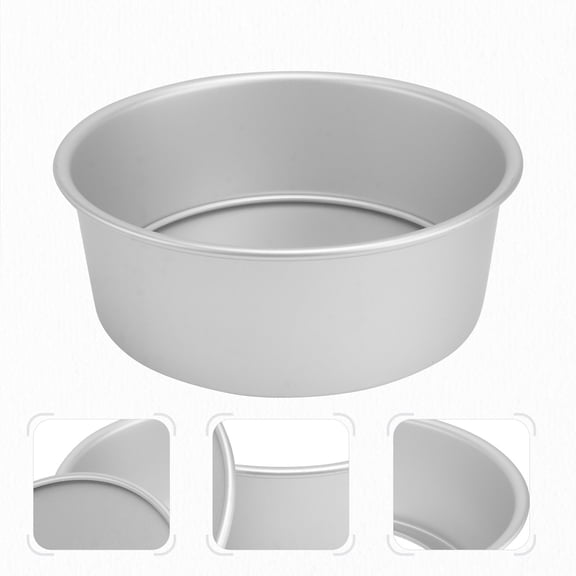 Hemobllo Cake Pan 8 Inch Round Plated Silver Anodized Aluminum Non Stick Removable Bottom