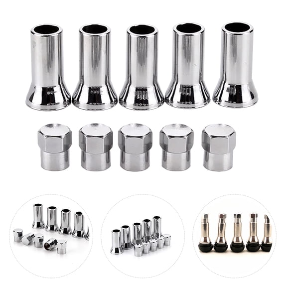 Hemobllo 2Sets Car Valves Stem Sleeves and Caps Silver Plastic Durable Stylish Design