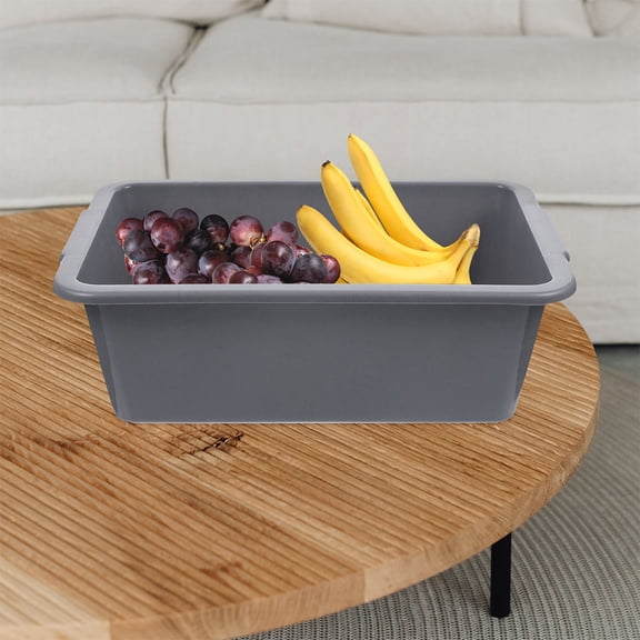 Hemobllo Gray Plastic Vegetable Washing Basket Rectangular Commercial Bus Tub with Large Capacity