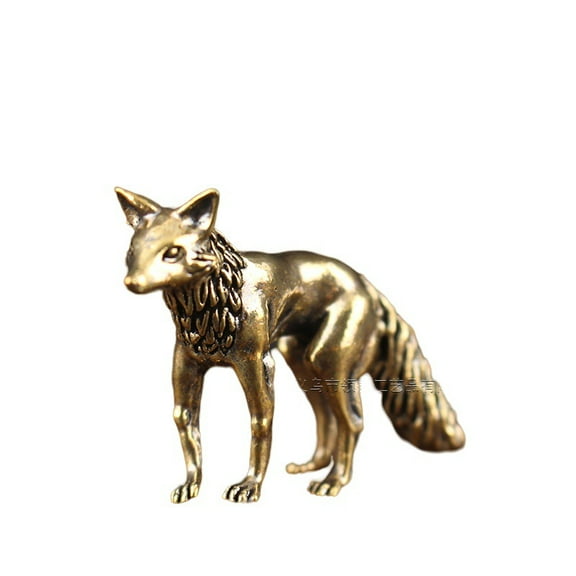 Hemobllo Fox Statue Brass Golden Collectible 1Pcs