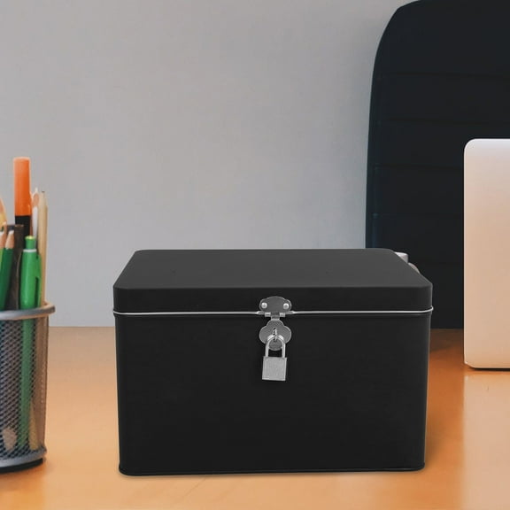Hemobllo Tin Box for Candies Black Metal Candy Box Lockable Vintage for Adults 1Pack
