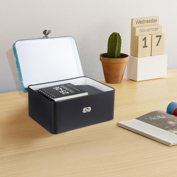 Hemobllo Lockable Tinplate Storage Box with Key for Document and Small Items