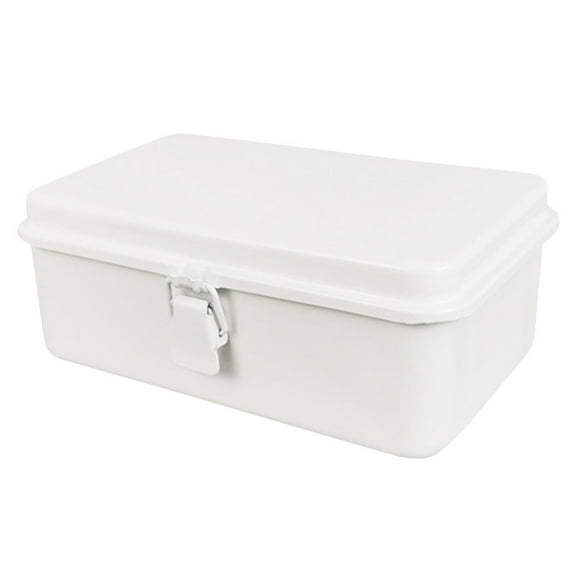Hemobllo Portable Metal Desktop Toolbox Organizer in White, Compact Storage Box for Travel, Home, Office Use - 1 Set